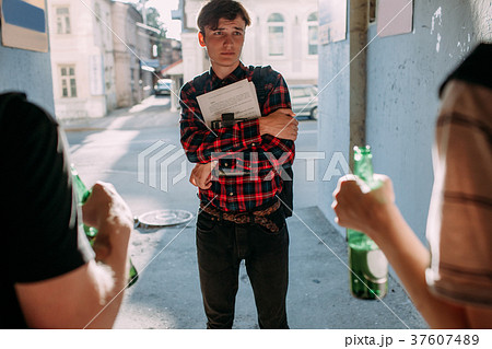 teenage bullying scared geek street gang 37607489