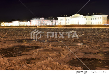 View of University Embankment at night. View of University Embankment at night. 37608839