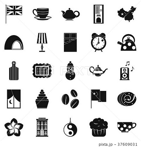 Tea party icons set, simple style 37609031