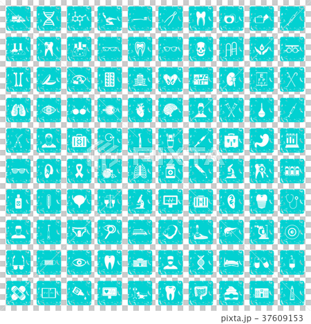 100 medical icons set grunge blue 37609153