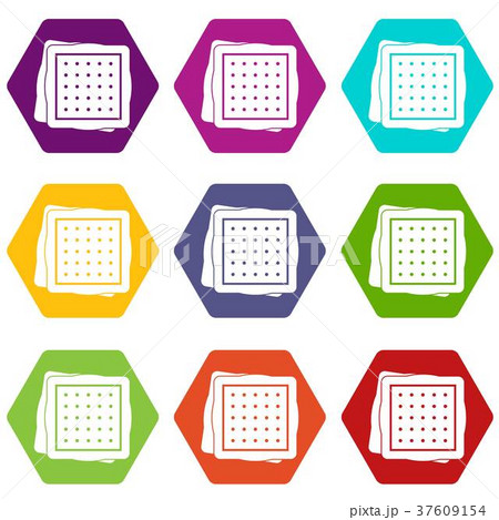 Biscuit icon set color hexahedron Biscuit icon set color hexahedron 37609154