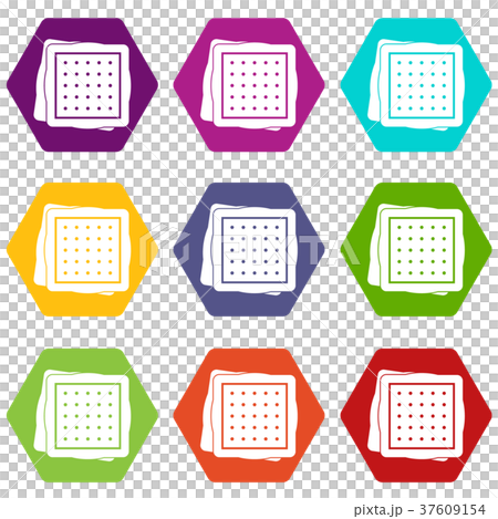 Biscuit icon set color hexahedron Biscuit icon set color hexahedron 37609154