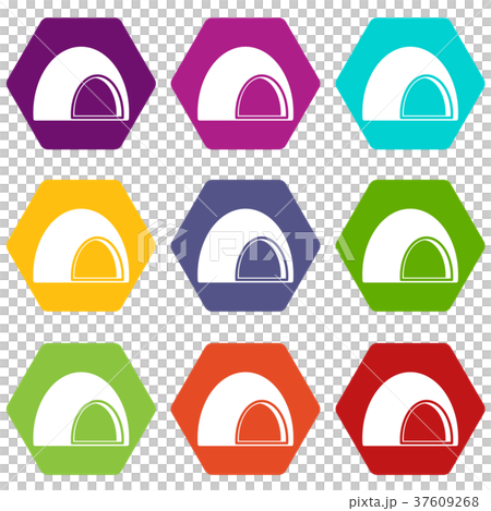 图库插图: souffle icon set color hexahedron