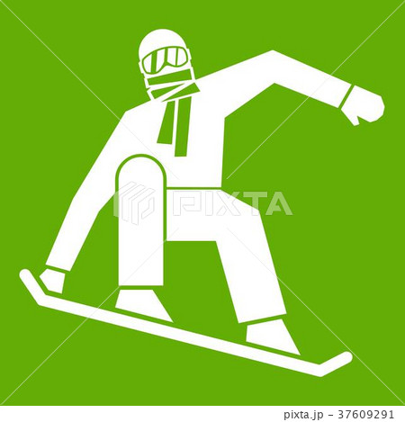 Snowboarder icon green Snowboarder icon green 37609291