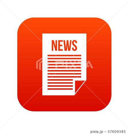 News newspaper icon digital red 37609385