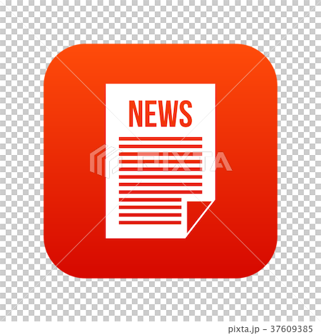 News newspaper icon digital red 37609385