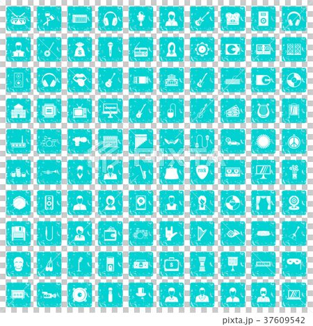 100 music icons set grunge blue - Stock Illustration [37609542] - PIXTA