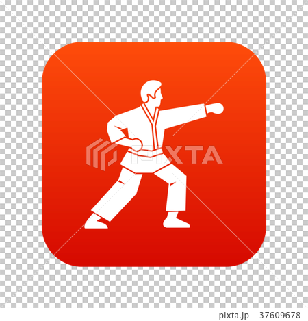 Aikido fighter icon digital red Aikido fighter icon digital red 37609678