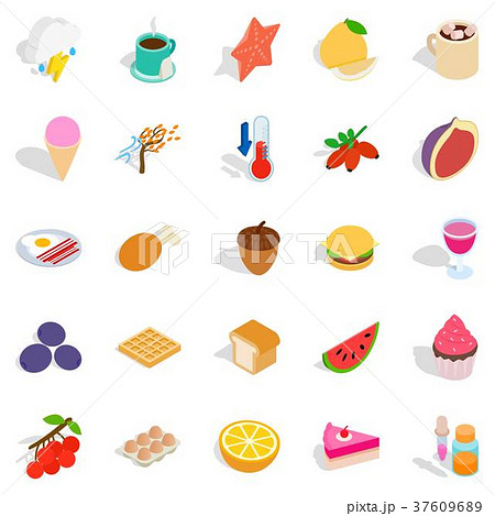 Fruit snack icons set, isometric style Fruit snack icons set, isometric style 37609689
