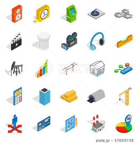 Shooting icons set, isometric style 37609738