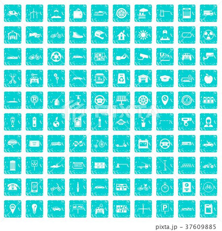 100 parking icons set grunge blue 100 parking icons set grunge blue 37609885