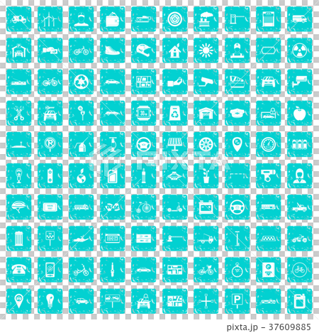 100 parking icons set grunge blue 100 parking icons set grunge blue 37609885