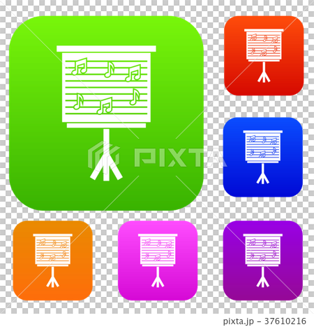 Whiteboard with music notes set color collection 37610216