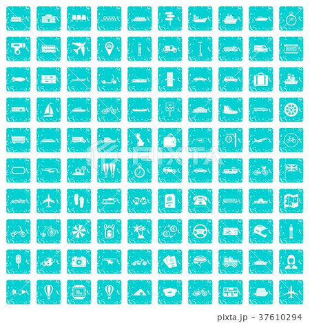 100 public transport icons set grunge blue 37610294