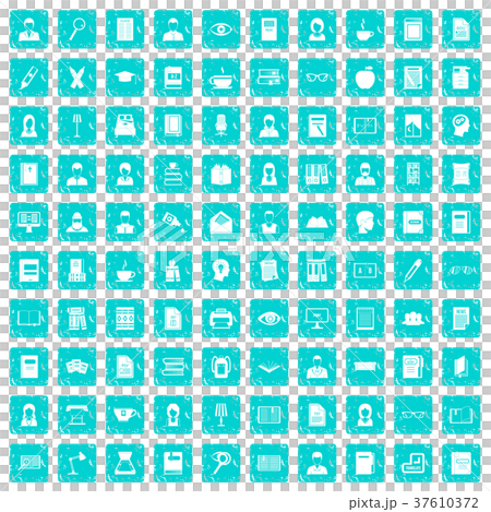 100 reader icons set grunge blueのイラスト素材 [37610372] - PIXTA