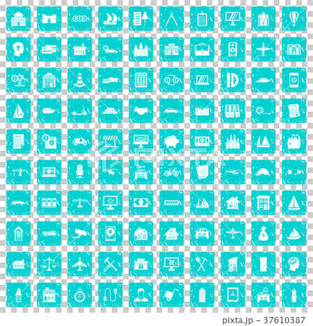 100 private property icons set grunge blue 37610387