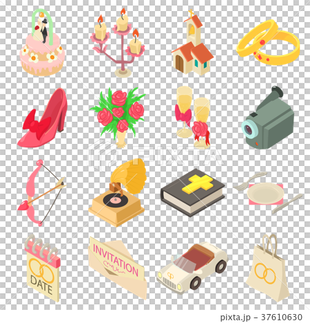 Wedding icons set, isometric style 37610630