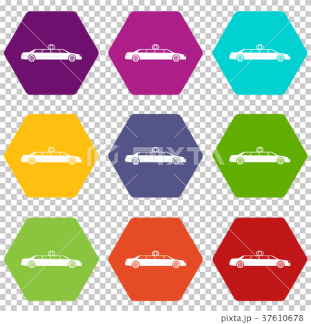 Wedding car decoration icon set color hexahedron 37610678