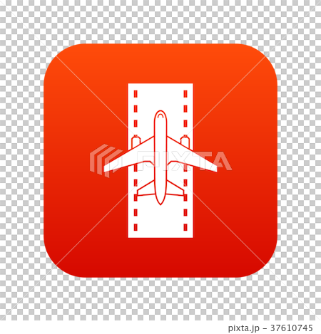 Airplane on the runway icon digital red 37610745