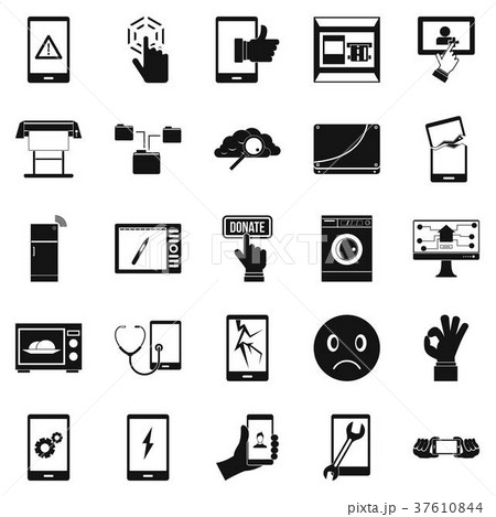 Screen icons set, simple style 37610844