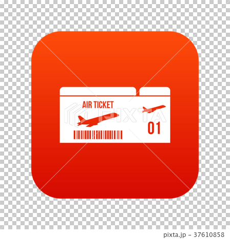 Airline boarding pass icon digital red 37610858