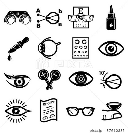 Ophthalmologist icons set, simple style Ophthalmologist icons set, simple style 37610885