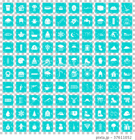 100 snow icons set grunge blue 100 snow icons set grunge blue 37611052
