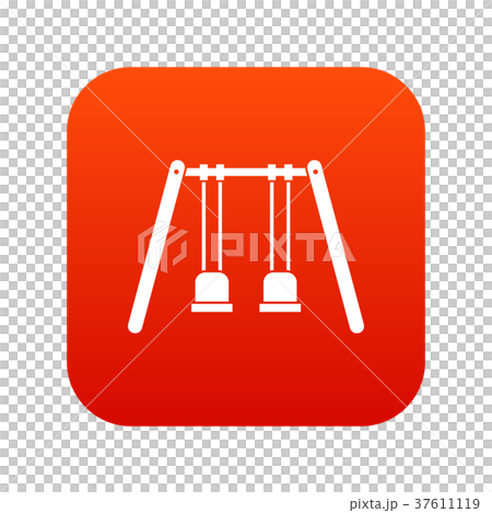 Wooden swings hanging on ropes icon digital red Wooden swings hanging on ropes icon digital red 37611119