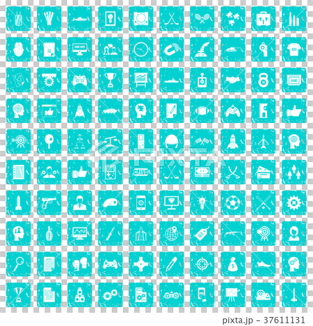 100 strategy icons set grunge blue 100 strategy icons set grunge blue 37611131