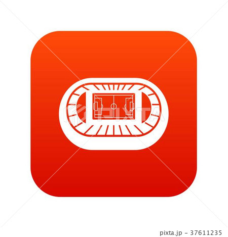 Stadium top view icon digital red 37611235