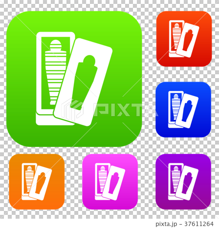 Mummy in sarcophagus set color collection 37611264