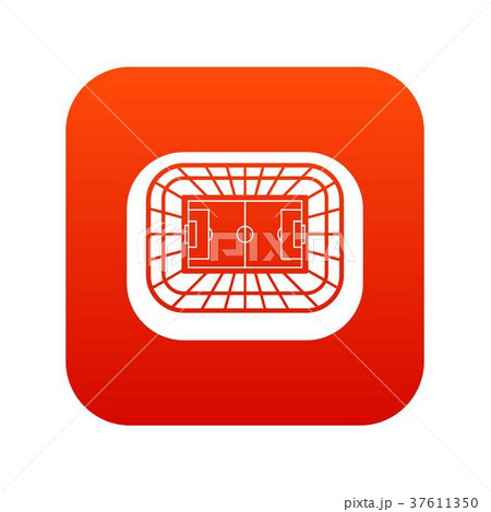 Stadium top view icon digital red 37611350