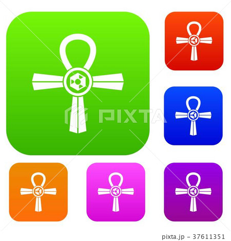 Egypt Ankh symbol set color collection 37611351