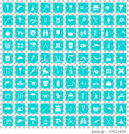 100 tackle icons set grunge blue 100 tackle icons set grunge blue 37611428