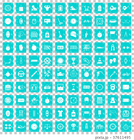 100 stopwatch icons set grunge blue 37611495