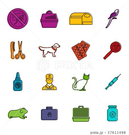 Veterinary icons doodle set Veterinary icons doodle set 37611498