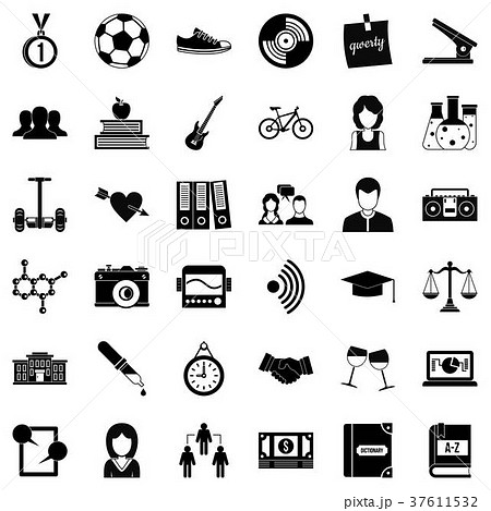 School book icons set, simple style 37611532
