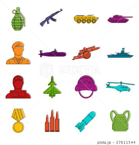 War icons doodle set 37611544