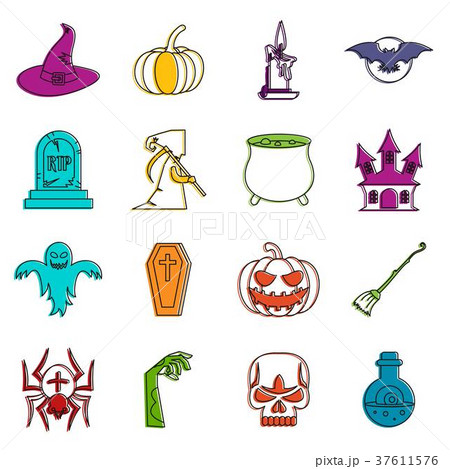 Halloween icons doodle set 37611576