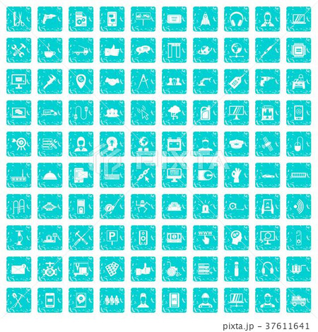 100 support icons set grunge blue 100 support icons set grunge blue 37611641