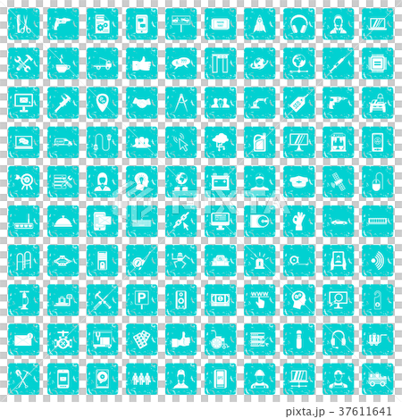 100 support icons set grunge blue 100 support icons set grunge blue 37611641