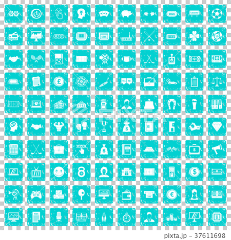 100 sweepstakes icons set grunge blue 37611698