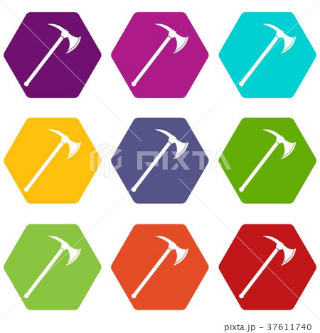 Ax icon set color hexahedron Ax icon set color hexahedron 37611740