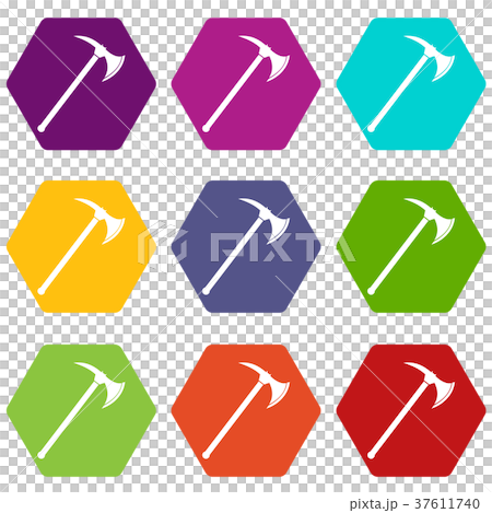 Ax icon set color hexahedron Ax icon set color hexahedron 37611740
