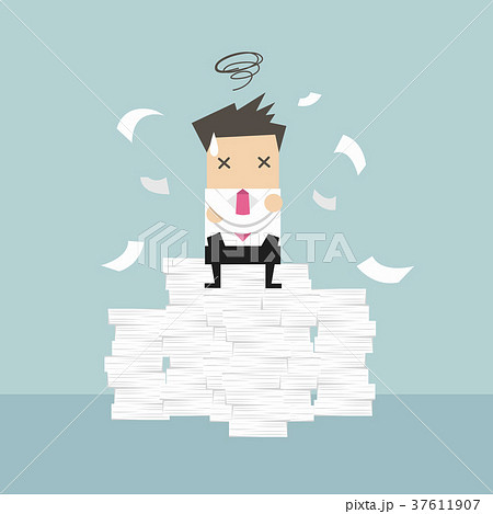 Businessman tried and stressed on paperwork 37611907