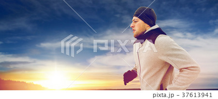 man jogging on evening 37613941