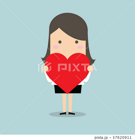 Businesswoman holding heart shape 37620911