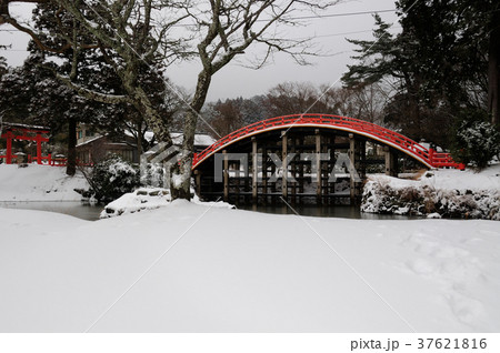 丹生都比売神社　太鼓橋の雪景色 37621816