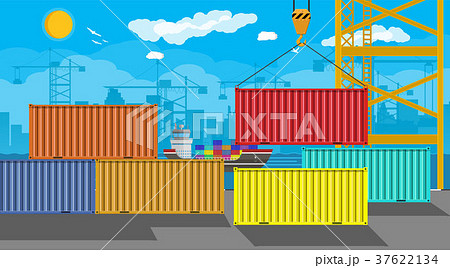 Cargo ship, container crane. Port logistics 37622134