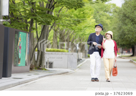 散歩をするシニア夫婦 散歩をするシニア夫婦 37623069